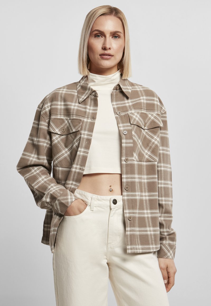 Urban Classics - OVERSIZED  - Camicia - lighttaupe whitesand, Ingrandire