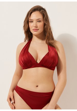 Calzedonia, SHINY SATIN TRIANGLE - Bikini pezzo sopra - red