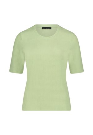 Lysegrøn strikket top med korte ærmer, subtilt struktureret mønster og rund halsudskæring, mærket hedder Betty Barclay.