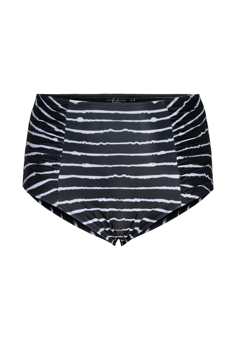 Zizzi - WITH HIGH WAIST - Bikinibroekje - black white stripe, Vergroten