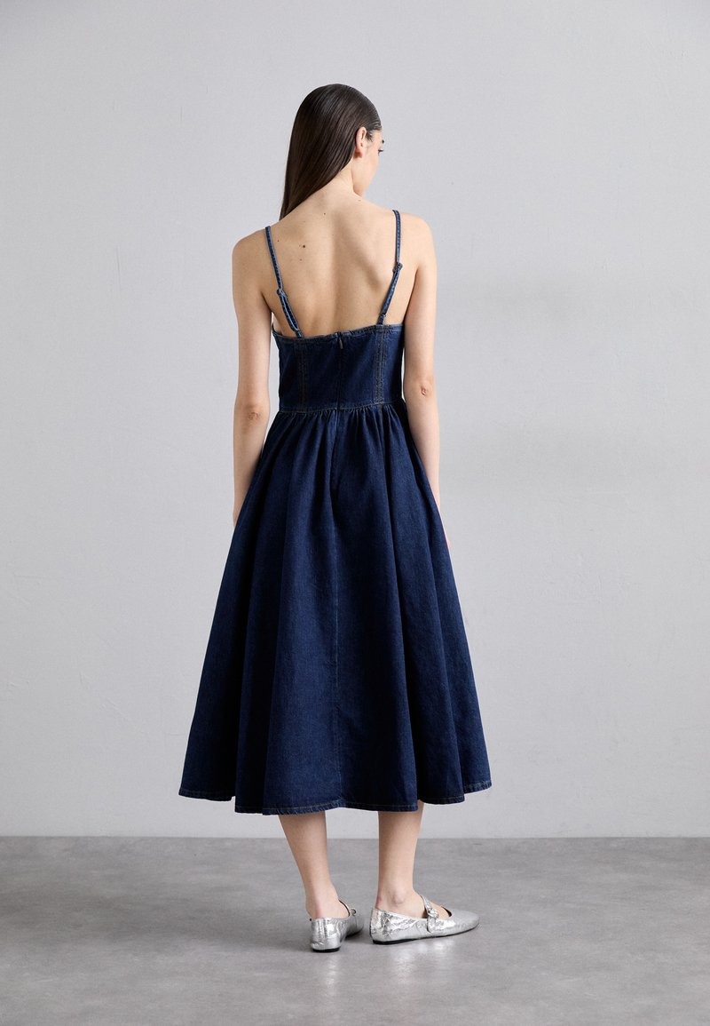 sandro denim dress Julietta Denim Collar Knit Maxi Dress Navy Blue