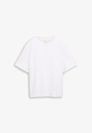 TOM TAILOR DENIM, BOXY FIT T-SHIRT MIT STICKEREI - T-shirt basic - white