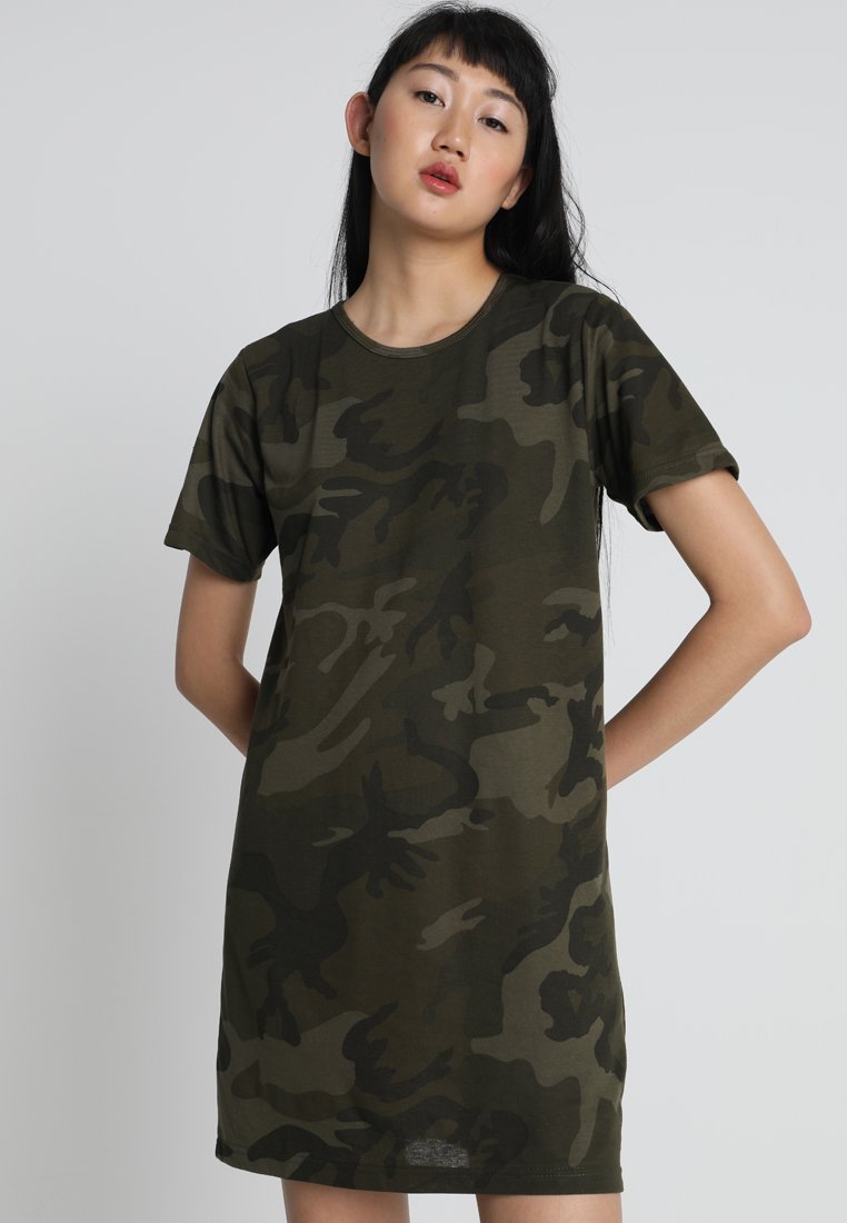 Urban Classics LADIES CAMO TEE DRESS - Jersey dress - olive - Zalando.co.uk