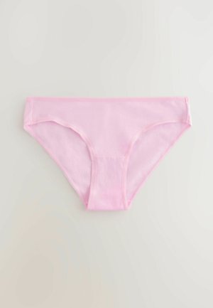 Light pink cotton brief with a smooth texture, moderate coverage, and elastic waistband. Features seamless edges for comfort.