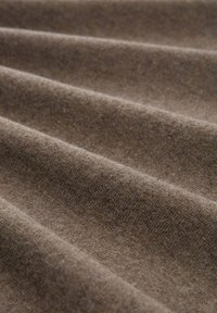 Brązowy materiał o miękkiej strukturze, z delikatnymi fałdami i jednolitym, szczotkowanym wykończeniem. Kolor jest stonowany i ziemisty.