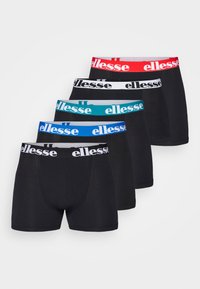 Svarta boxerkalsonger med färgglada resårmidjeband i röd, vit, teal och blå, med "ellesse"-logotypen tydligt synlig.