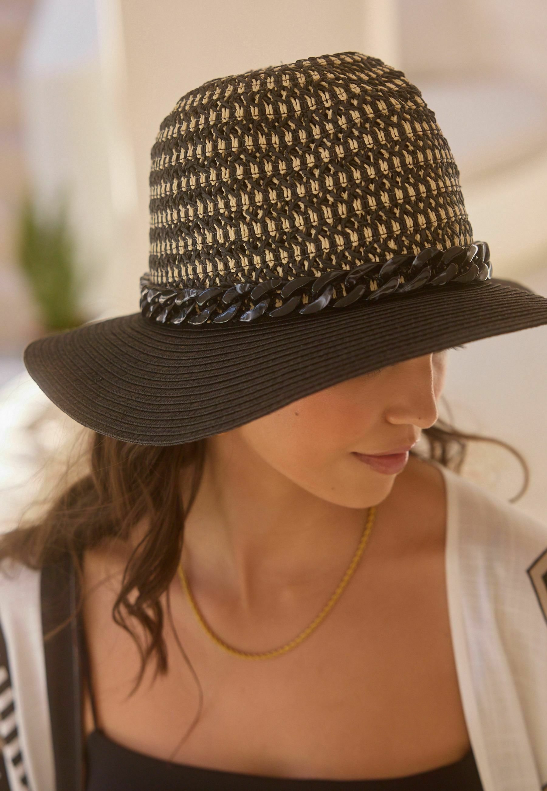 Next PANAMA WITH CHAIN - REGULAR FIT - Chapeau - black/noir 