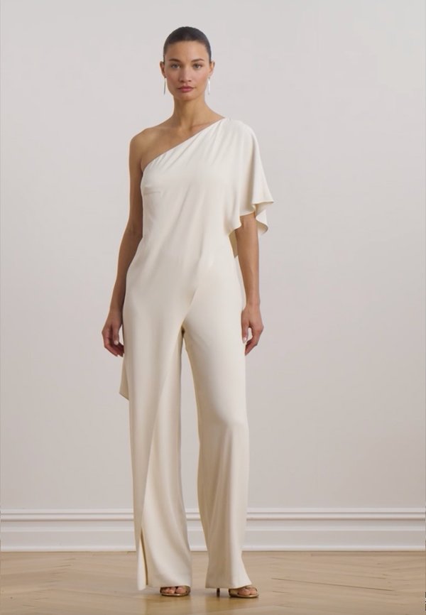 CAPE GEORGETTE ONE SHOULDER JUMPSUIT - Jumpsuit - mascarpone cream4