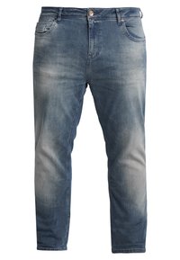 Denimové džíny v bledě modré barvě, se zipovým zapínáním, kovovým knoflíkem, pěti kapsami a mírně zúženým střihem.