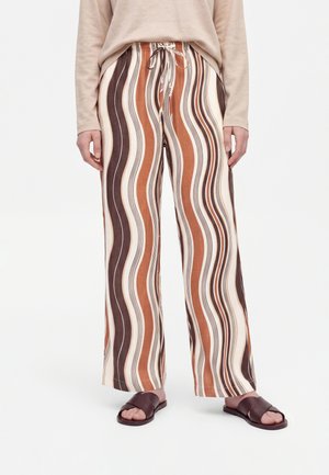 New Look, WAVE PRINT WIDE LEG TROUSERS - Stoffhose - brown pattern