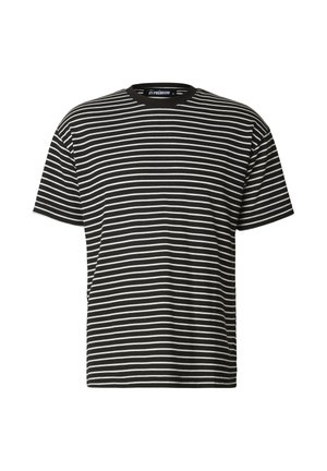 Mustvalgete triipudega t-särk, klassikalise ümmarguse kaelusega, lühikeste varrukatega ja pehme tekstuuriga. Sirge lõige ja minimalistlik disain.