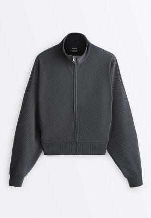 ASYMMETRIC STRIPE WITH MODAL - Ľahká bunda - mottled grey