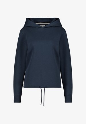 Felpa con cappuccio blu navy realizzata in materiale morbido, con cordino all'orlo, polsini a coste e una vestibilità rilassata.