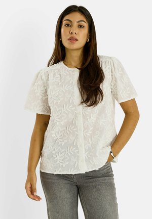 Grain de Malice, CHEMISE BRODÉE MANCHES COURTES - Blusa - ecru