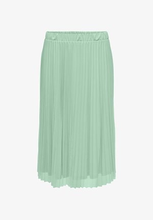 Plisēta midi svārku mīkstā piparmētru zaļā krāsā. Iespējojusi elastīga vidukļa josla un viegla auduma, kas nodrošina plūstošu kustību un komfortu.