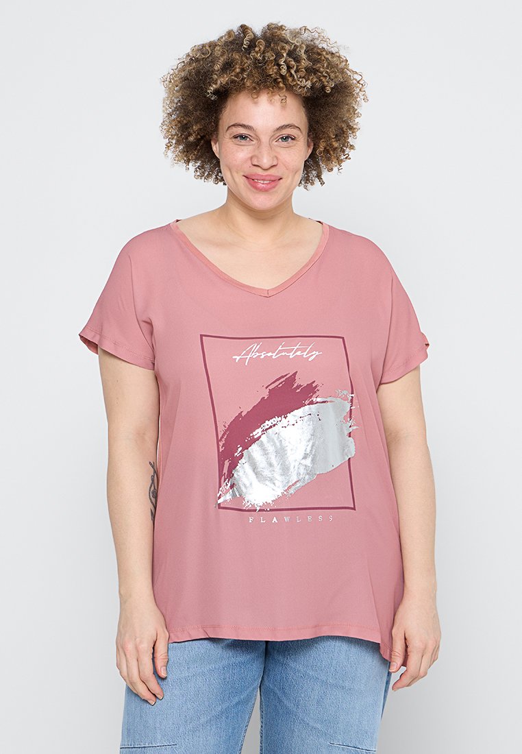 ONLY Carmakoma T-shirt print donkerroze ONLY Carmakoma T-shirt print donkerroze