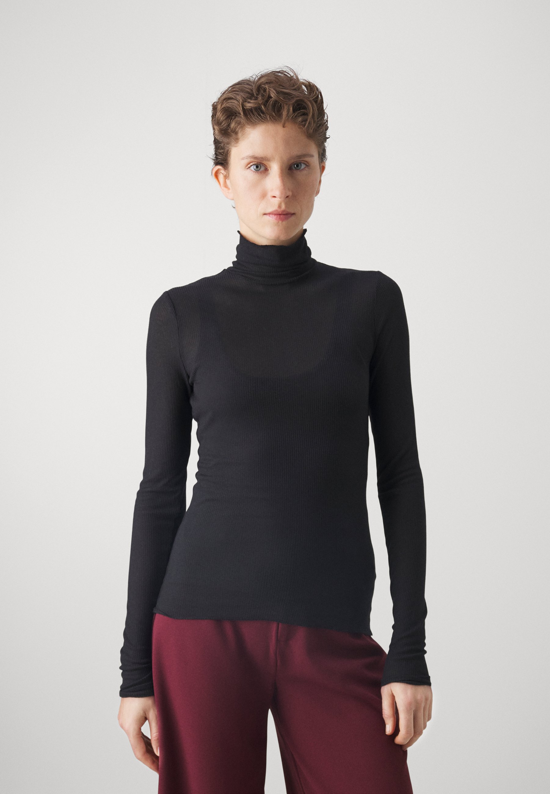Abercrombie & Fitch LONG-SLEEVE SHEER RIB TURTLENECK TOP 