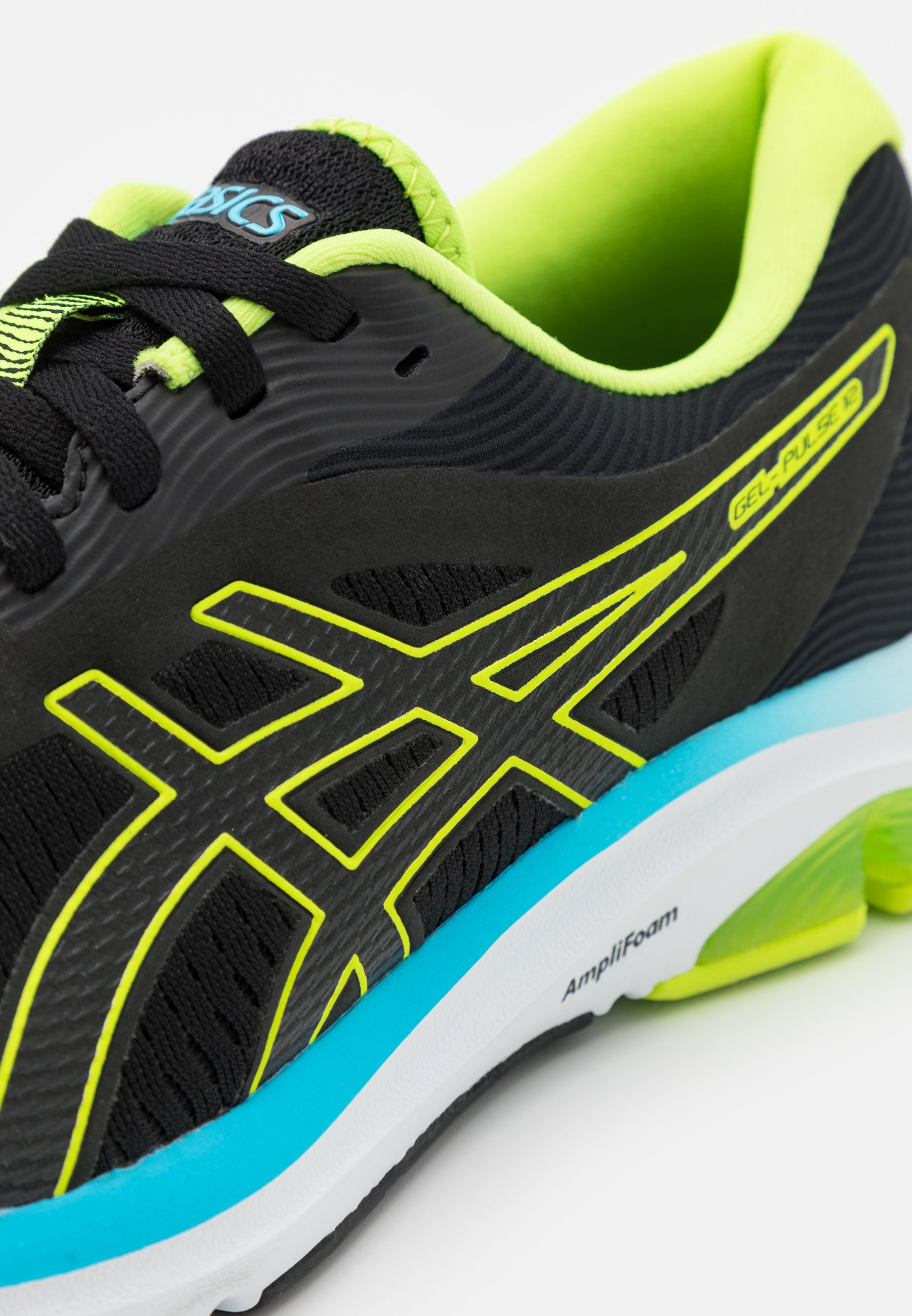 ASICS GEL-PULSE 12 - Neutral running shoes - black/hazard green/black -  Zalando.de