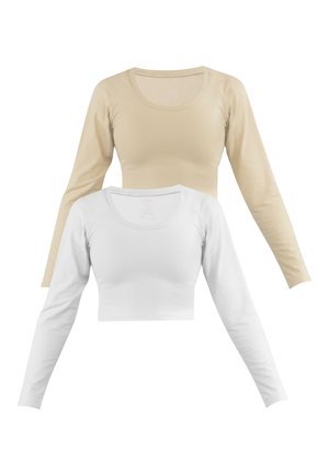 CROP PACK - Langarmshirt - beige weiß