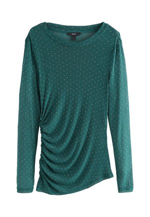 Next REGULAR FIT - CREW NECK SHEER SPARKLE RUCHED  - Ilgarankovis viršutinės dalies drabužis - teal blue