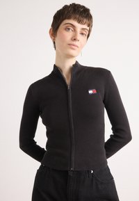 Tommy Jeans ZIP HIGH NECK CARDIGAN - Cardigan - black