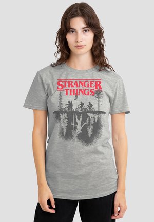STRANGER THINGS SILHOUETTE FOREST LOGO - Print T-shirt - mottled light grey