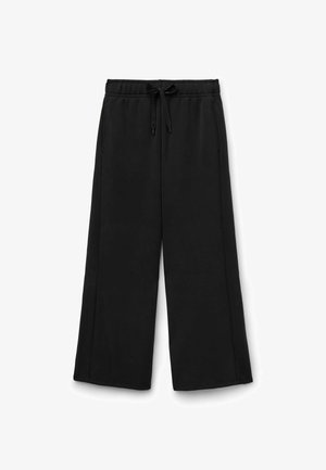 Schwarze weit geschnittene Sweatpants aus weichem Stoff, mit einem dehnbaren Bund und Zugband sowie praktischen Seitentaschen.