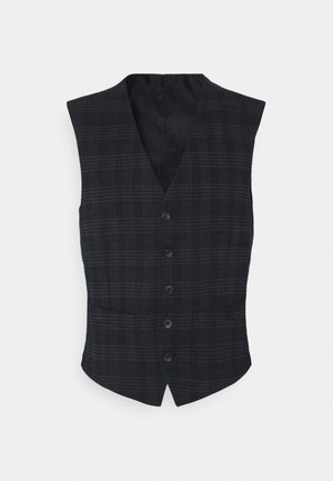TEXTURED CHECK VEST - Waistcoat - navy