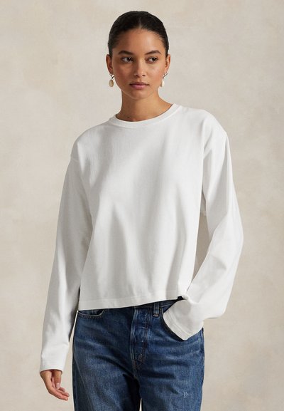 Polo Ralph Lauren CROPPED COTTON JERSEY LONG SLEEVE TEE - Hosszú ujjú felső - white
