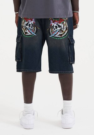 SKULL DAGGER THRU SNAKE RELAXED - Denim shorts - indigo