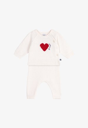 Petit Bateau, JACQUARD HEART-PATTERNED KNITTED OUTFIT FOR BABIES SET UNISEX - Trui - marshmallow pompei