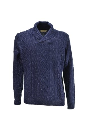 COLLO SCIALLATO TRECCIE - Maglione - blu