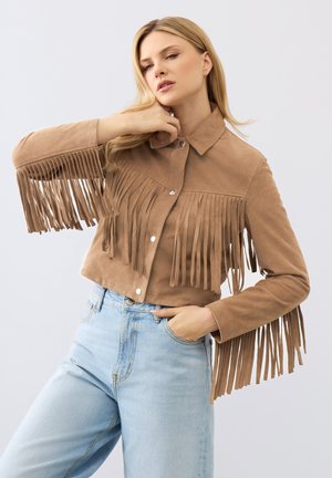 Bolongaro Trevor BEKLEIDUNG NORA FRINGE - Leren jas - coco mocha wss