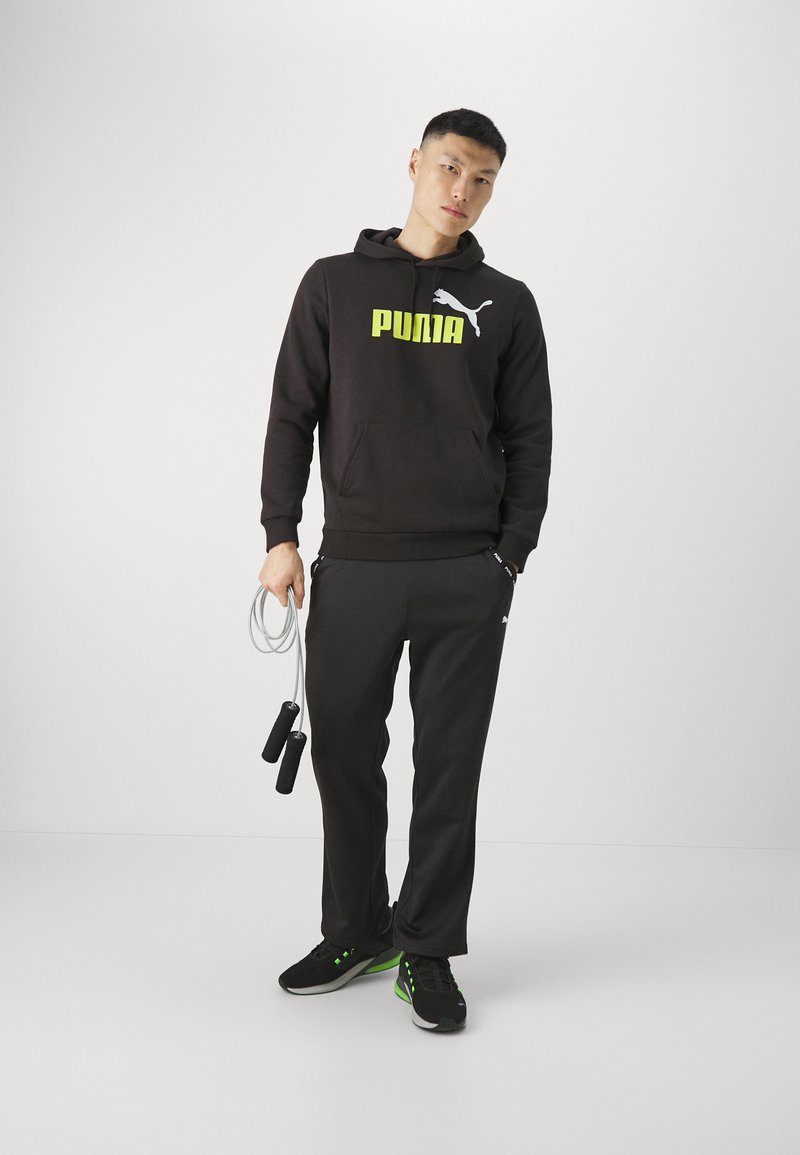 Puma BIG LOGO HOODIE - Mikina - black/lime sheen