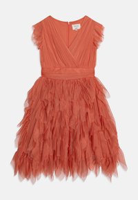 Anaya with love FLUTTER SLEEVE WRAP DRESS WITH WATERFALL SKIRT - Koktélruha / Partiruha - burnt orange