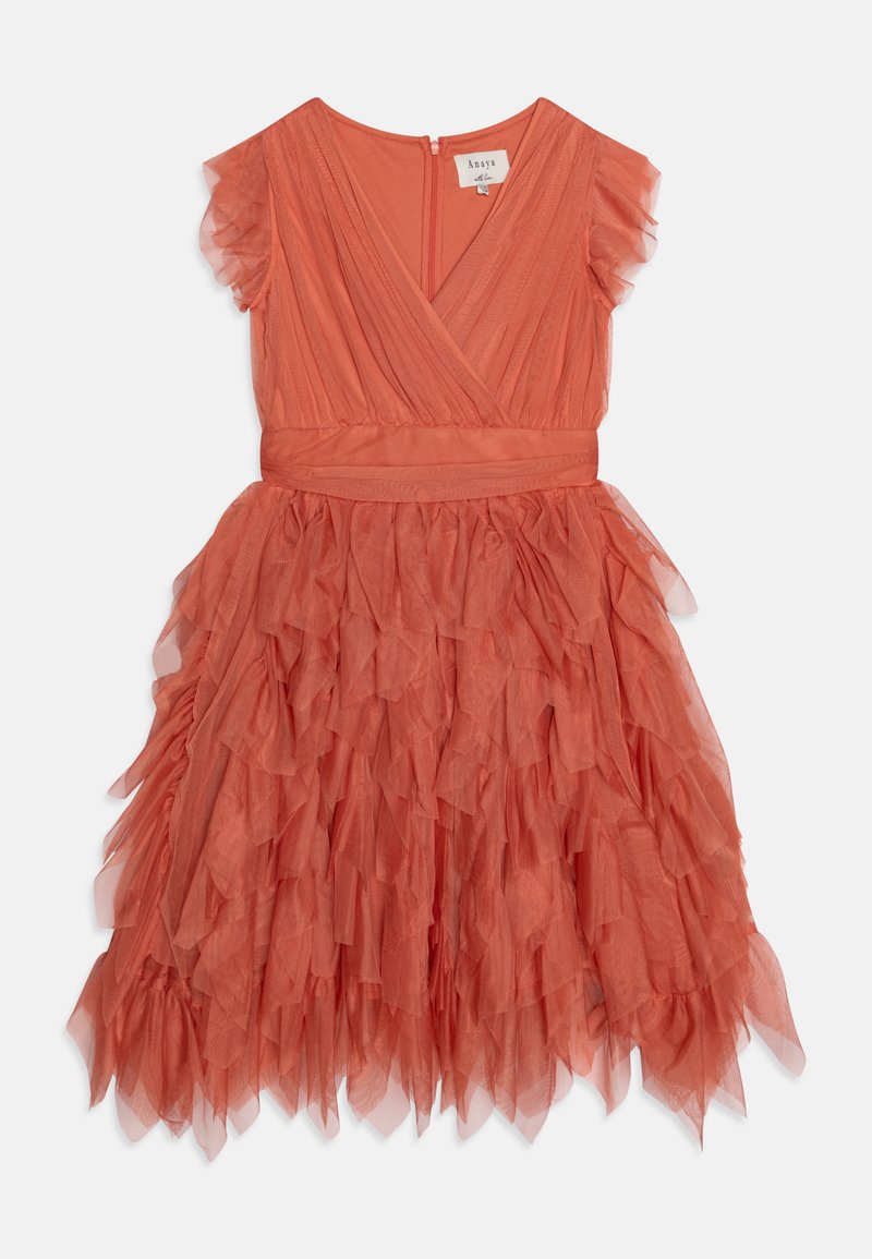 Anaya with love FLUTTER SLEEVE WRAP DRESS WITH WATERFALL SKIRT - Koktélruha / Partiruha - burnt orange