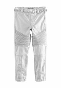 Vita denim joggers med en texturerad ribbad panel på sidorna, elastisk midja och en smal, figurnära design.