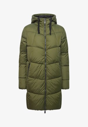 Alyvuogių žalios pūkinės striukės su kapišonu, su pilnu priekyje esančiu užtrauktuku ir juodais raišteliais. Deimanto formos siuvinėtas dizainas, dvi šoninės kišenės su užtrauktukais.