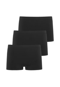 Svarta boxershorts i ett paket med tre. Tillverkade av mjukt tyg med en slät yta. Har ett brett midjeband och design utan flyg.