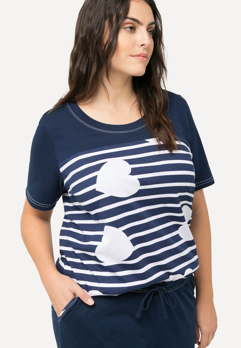 Ulla Popken Pyjama Shorty Zweiteiler Stickerei Blütenpunkte