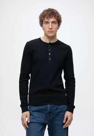 Abercrombie & Fitch, SLIM HENLEY - Блуза с дълги ръкави - black