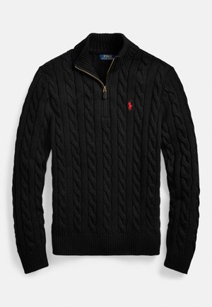 Polo Ralph Lauren CABLE-KNIT COTTON QUARTER-ZIP SWEATER - Džemperis - black