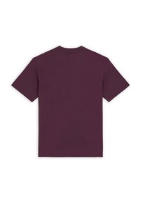 T-shirt med kort ärm i mörklila bomull, med rund halsringning och en enkel design utan synliga logotyper eller mönster.