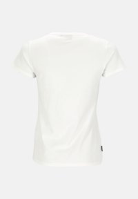 Witte T-shirt met korte mouwen, gemaakt van zachte katoen. Heeft een klassieke ronde hals en een klein label aan de linkerkant van de zijnaad.