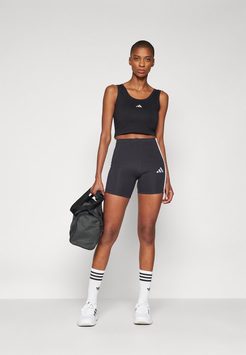 adidas Women's Essentials Small Logo Cotton Lifestyle Tank Top Black/White — foto 2