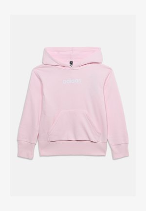 Sweat à capuche Adidas rose clair avec une poche kangourou devant et des poignets et un ourlet côtelés.