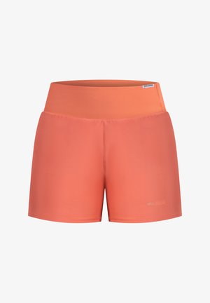 Koraalkleurige sportshorts gemaakt van lichtgewicht, rekbaar materiaal. Beschikt over een brede tailleband en een gladde textuur, ontworpen voor comfort en flexibiliteit.