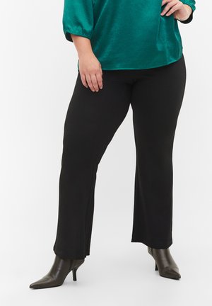 FLARED GLITTER - Trousers - black wblack