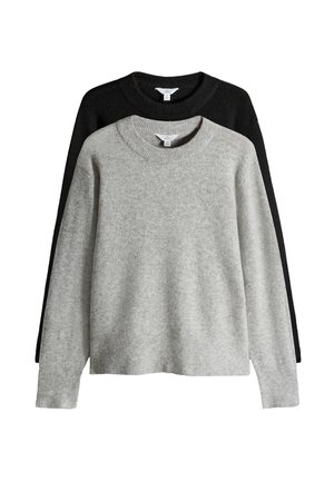 THE SET REGULAR FIT - 2 PACK CREW NECK - Strickpullover - black/grey marl