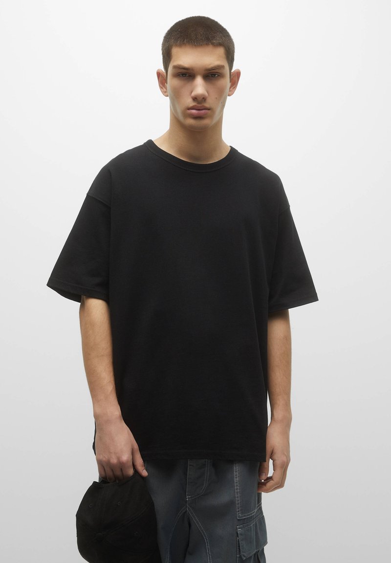 PULL&BEAR - HEAVY WEIGHT - T-shirt - bas - mottled black